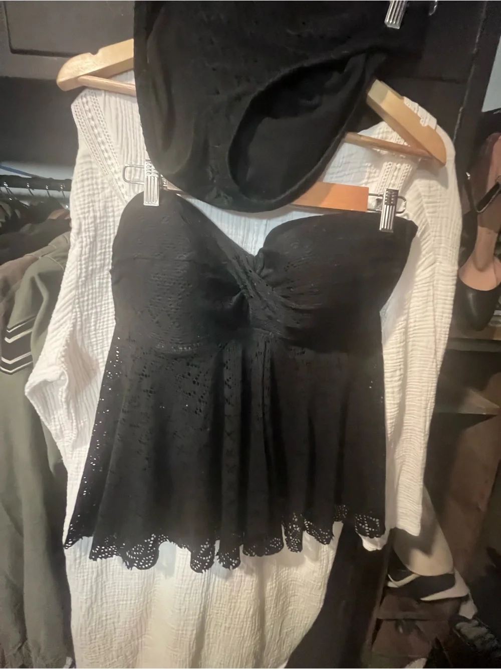 Strapless Black Lace Babydoll bathing suit